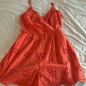 Francesca’s coral romper dress
